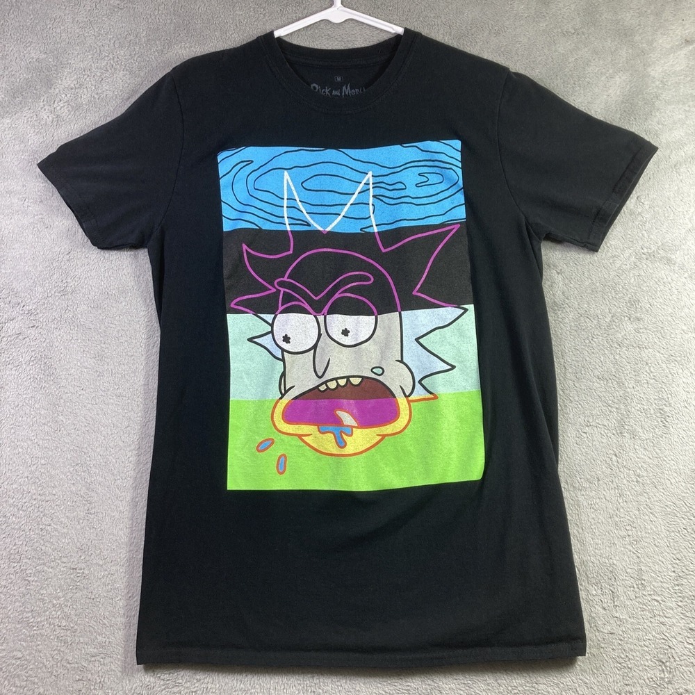 Rick and Morty Shirt Men Medium Black Cartoon TV Graphic Tee SS Adult Swim